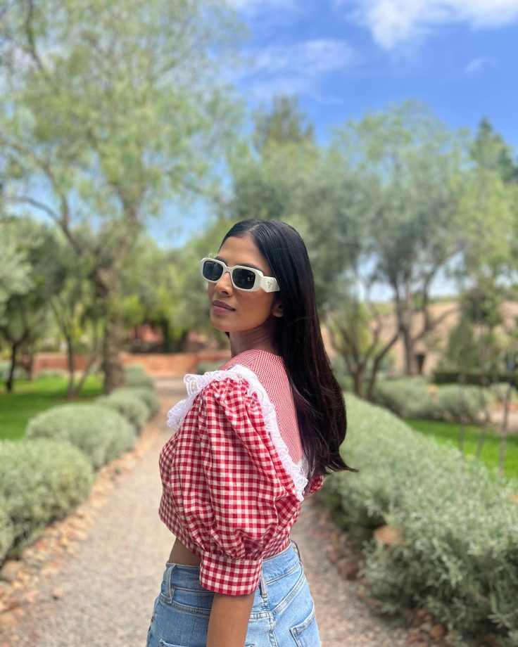 Morocco Diaries: Malavika Mohanan strolls in chic Victorian red-white checkered top, see pics 832478