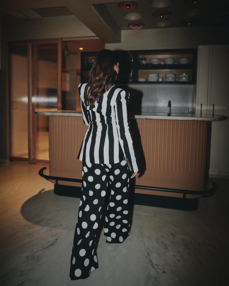 Tamannaah Bhatia channels vintage glam in striped blazer and polka dot pants 835065