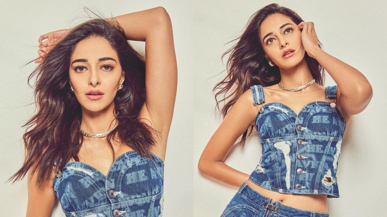 Ananya Panday cuts casual figure in denim corset and wide-leg jeans
