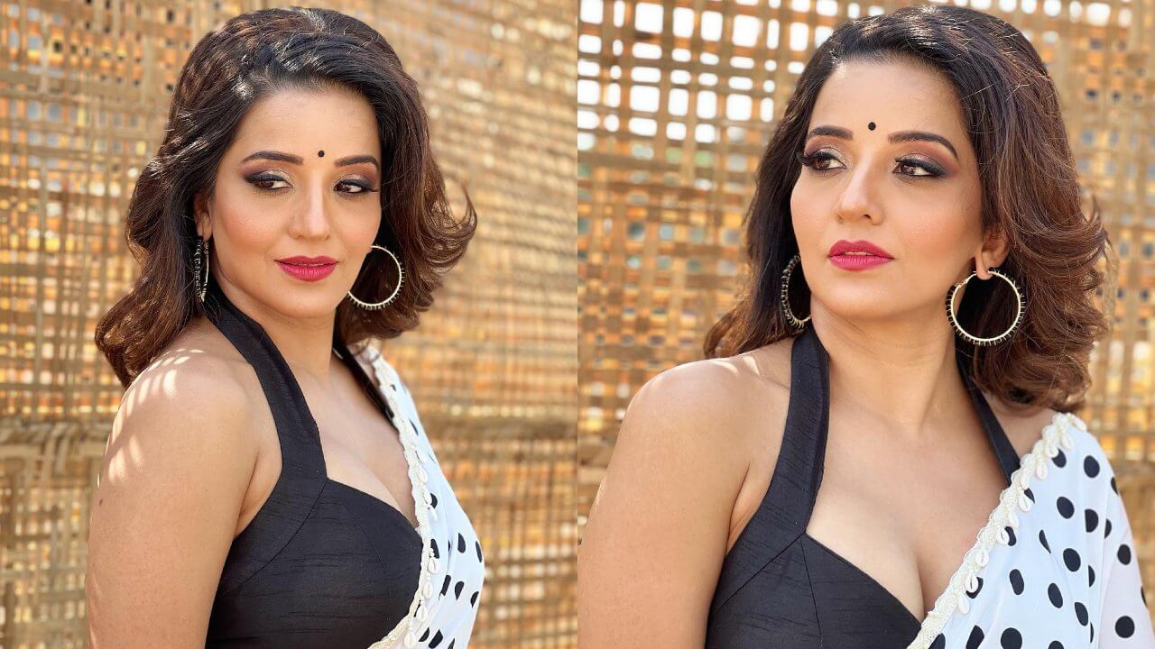 Bhojpuri actress Monalisa outshines in polka dot saree and plunging neck blouse 847453