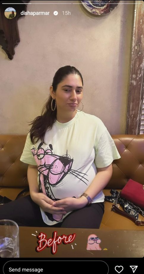 Cuteness Overloaded: Disha Parmar Flaunts Baby Bump In White Top And Black Trouser 844557