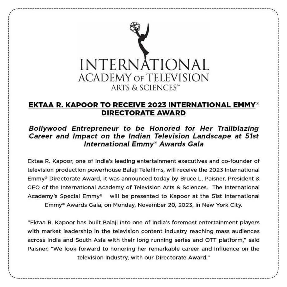 Ekta Kapoor gets honoured with International Emmy Directorate Award, deets inside 847018