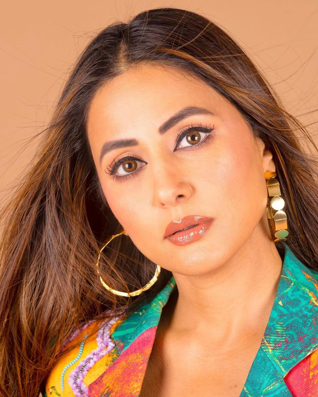 Hina Khan Goes Chic In Colorful Sequin Jacket Dress And Gold Hoops 846603