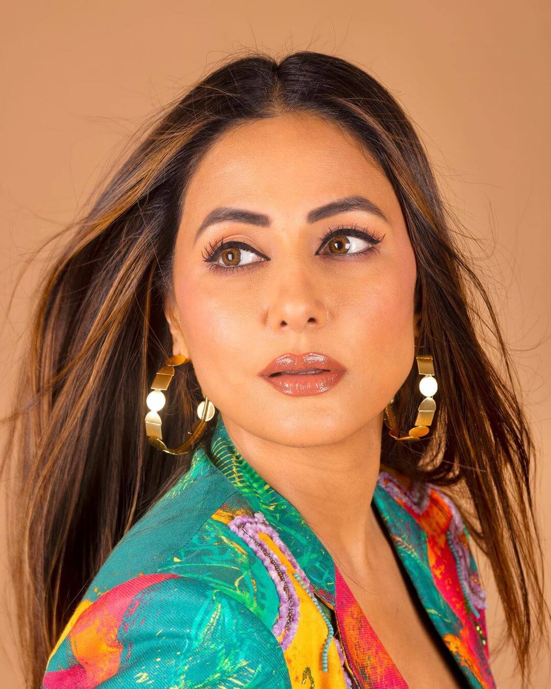 Hina Khan Goes Chic In Colorful Sequin Jacket Dress And Gold Hoops 846607