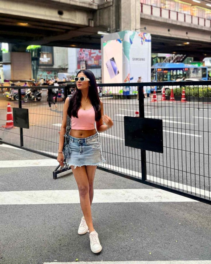 In Pics: Malavika Mohanan looks preppy in pink crop top and mini skirt 842345