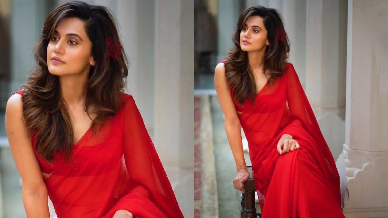 In Pics: Taapsee Pannu looks fierce in spicy red saree 841426