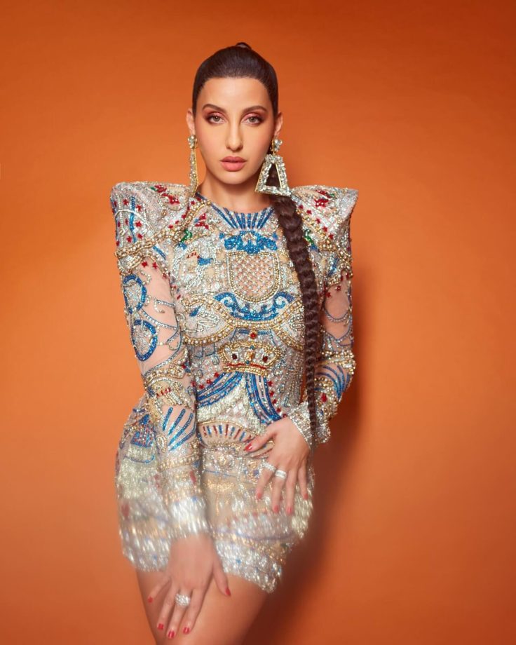 Nora Fatehi Looks Majestic In Embellished Bodycon By Falguni Shane Peacock 847333