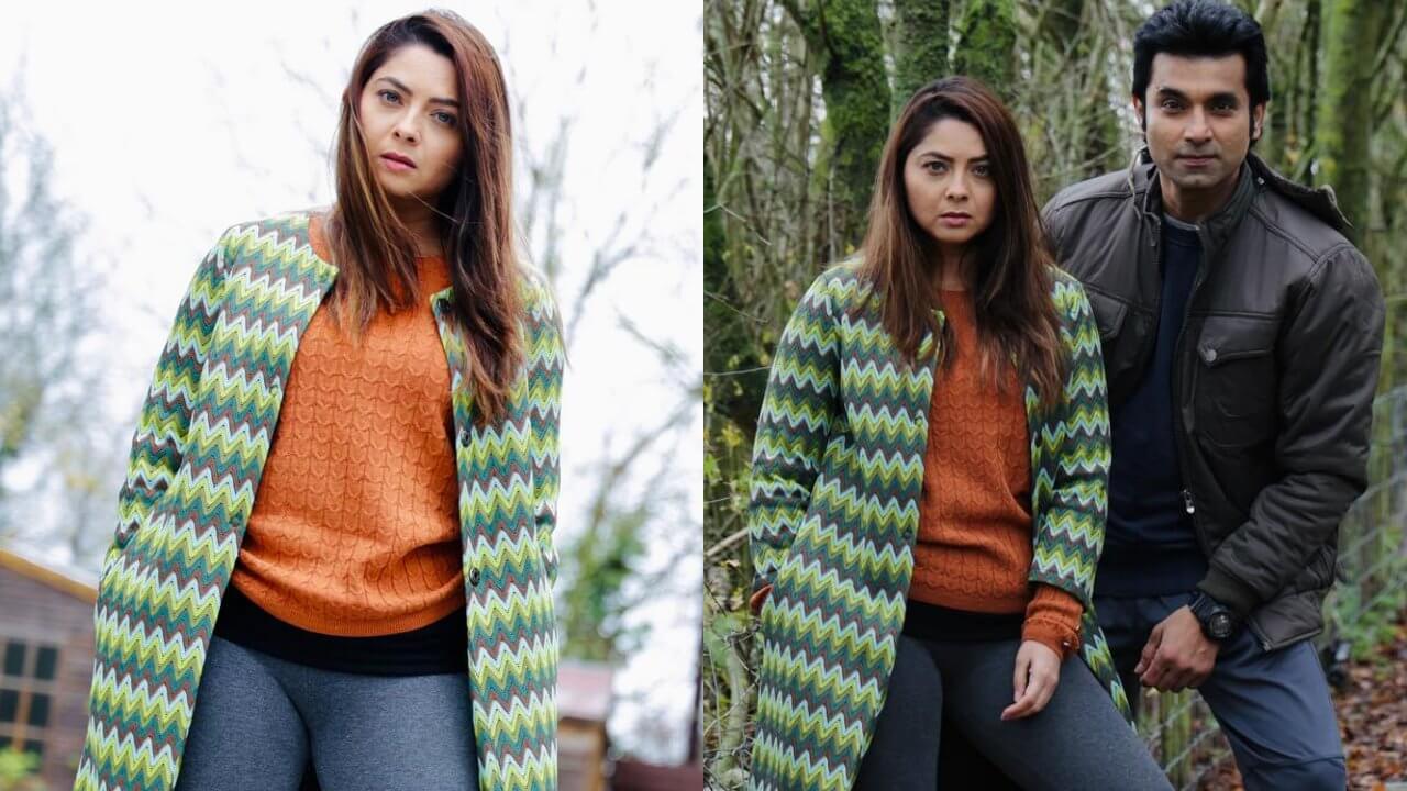 Sonalee Kulkarni's Autumn Chic: Mustard sweater, multi-hued jacket, and floral boots - A stylish ode to fall fashion 845824