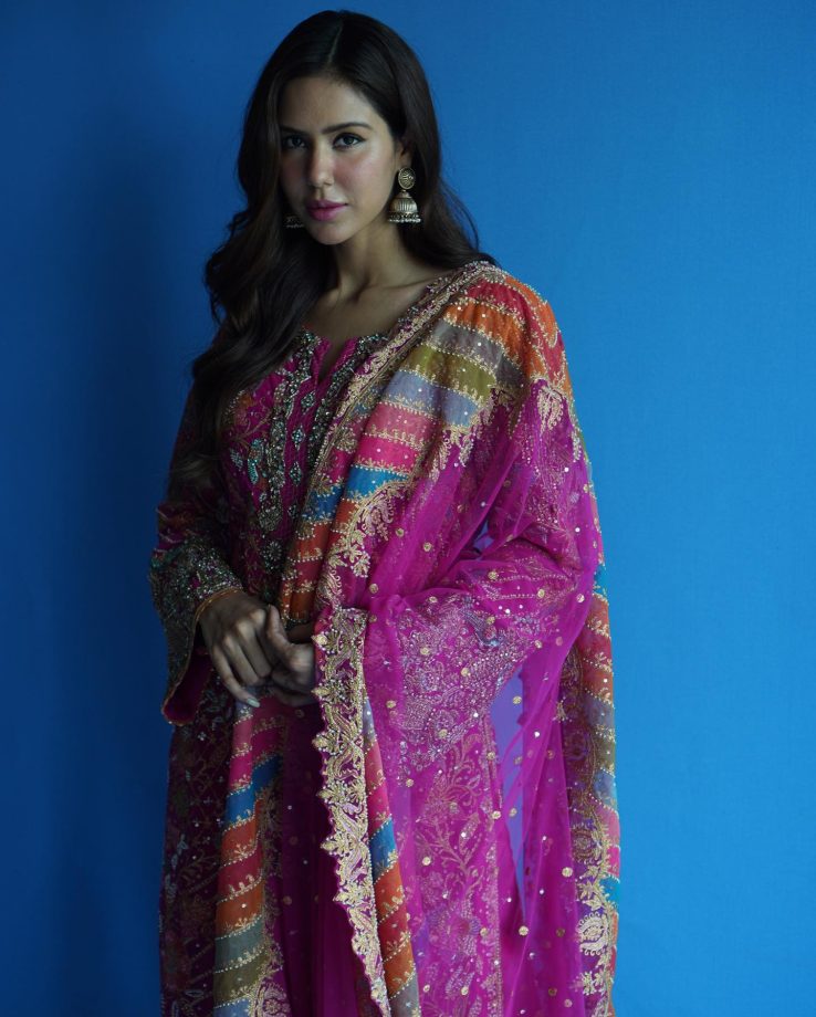 Sonam Bajwa Channels Royal Allure In Pink Intricately Crafted Salwar Suit 843870
