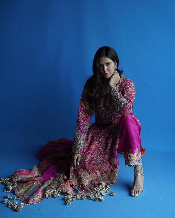 Sonam Bajwa Channels Royal Allure In Pink Intricately Crafted Salwar Suit 843868