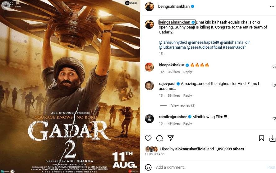 Sunny Deol's 'Gadar 2' Receives Appreciation From Biggies Salman Khan And Kangana Ranaut 842413