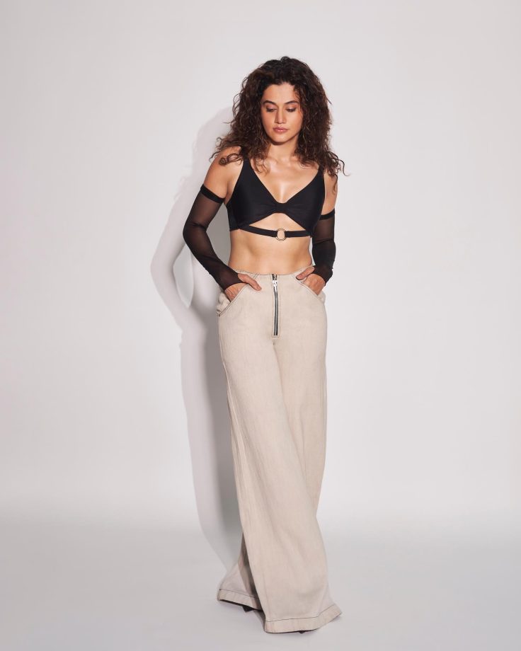 Tapsee Pannu Epitomises Glam In Bralette And Flare Pant 844292