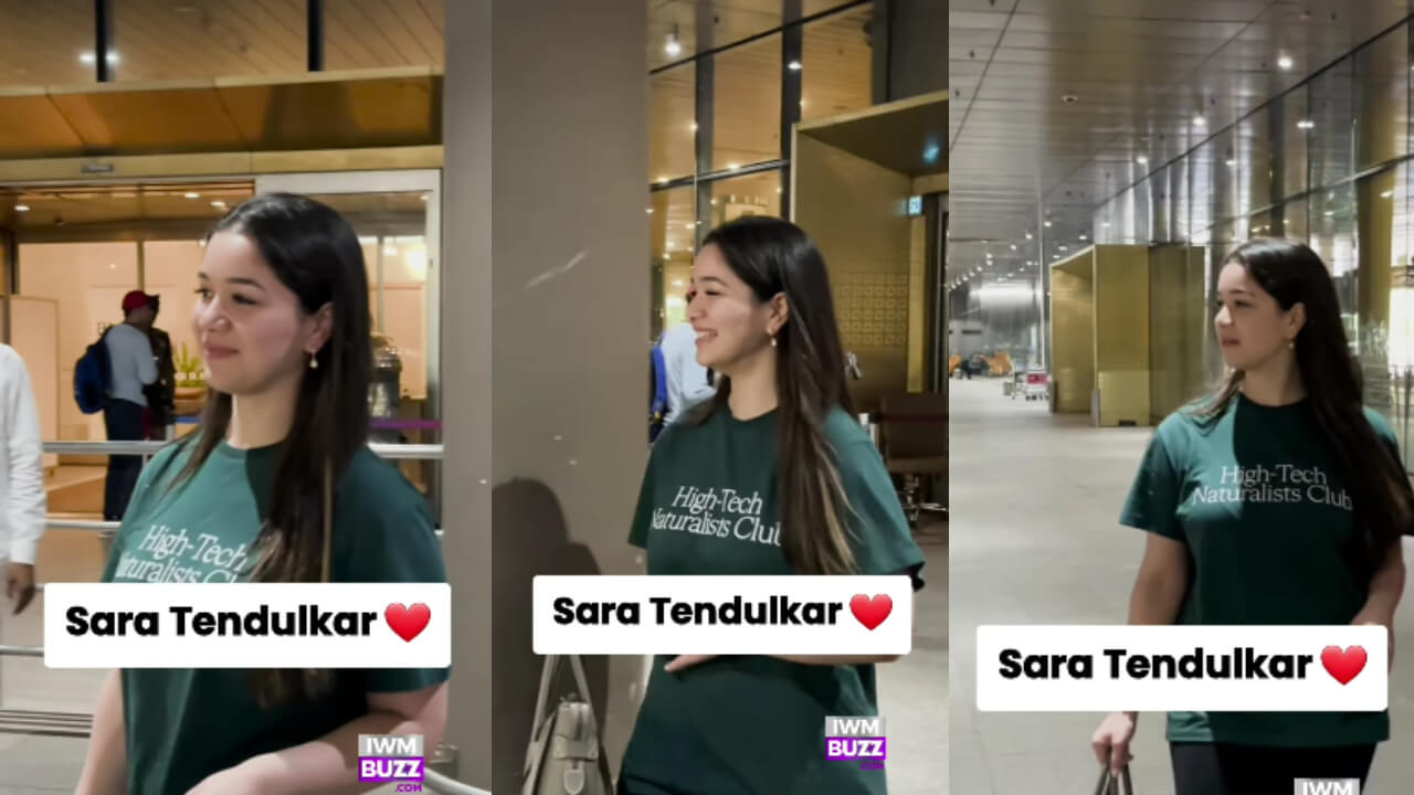 All Smiles! Sara Tendulkar radiates airport swag in green t-shirt and black trousers 849516