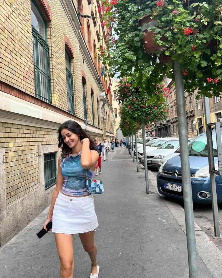 Ananya Panday decodes casual chic in blue halter neck top and white mini skirt 852291