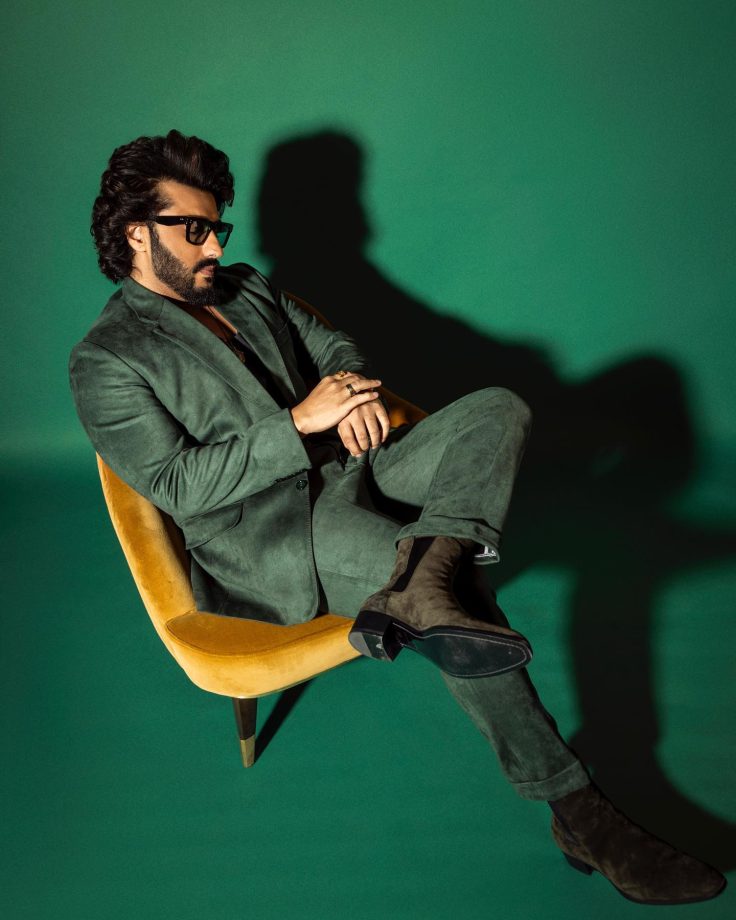 Arjun Kapoor Redefines Class In Olive Green Velvet Pantsuit And Matching Boots 847861