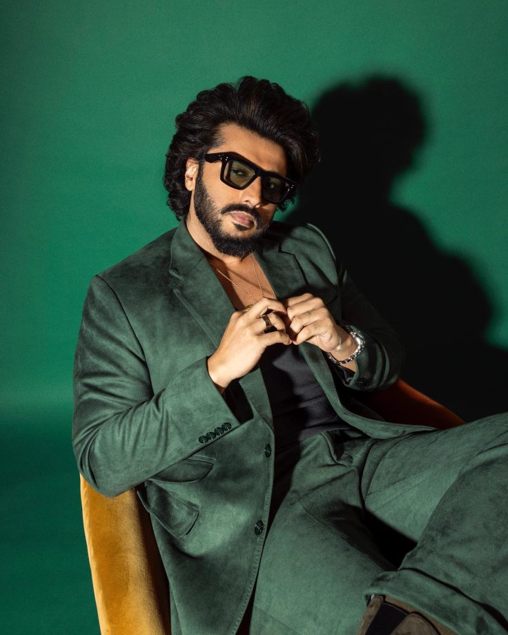 Arjun Kapoor Redefines Class In Olive Green Velvet Pantsuit And Matching Boots 847863