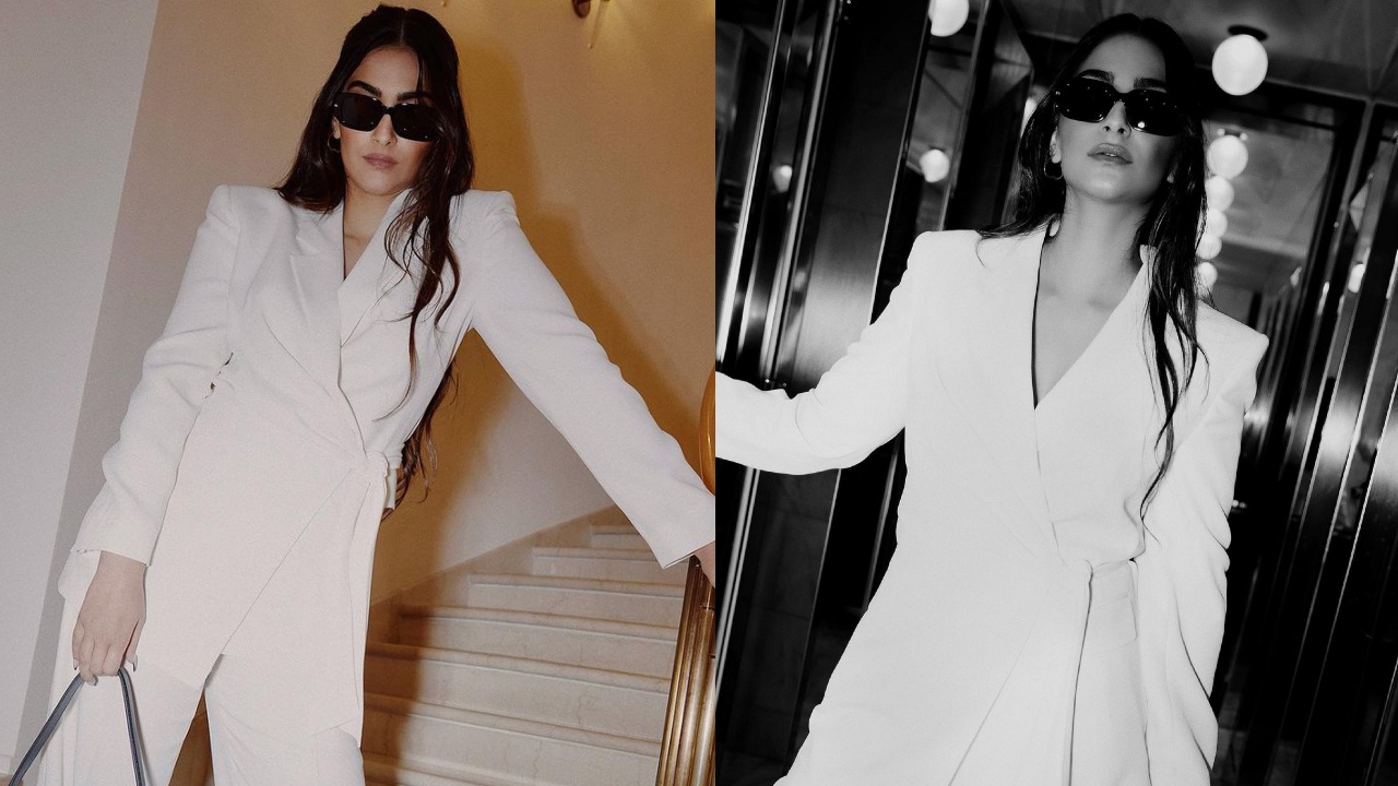 Boss It Up Like Sonam Kapoor In White Pant Suit, Specs, And Classy Handbag In Milan 855732