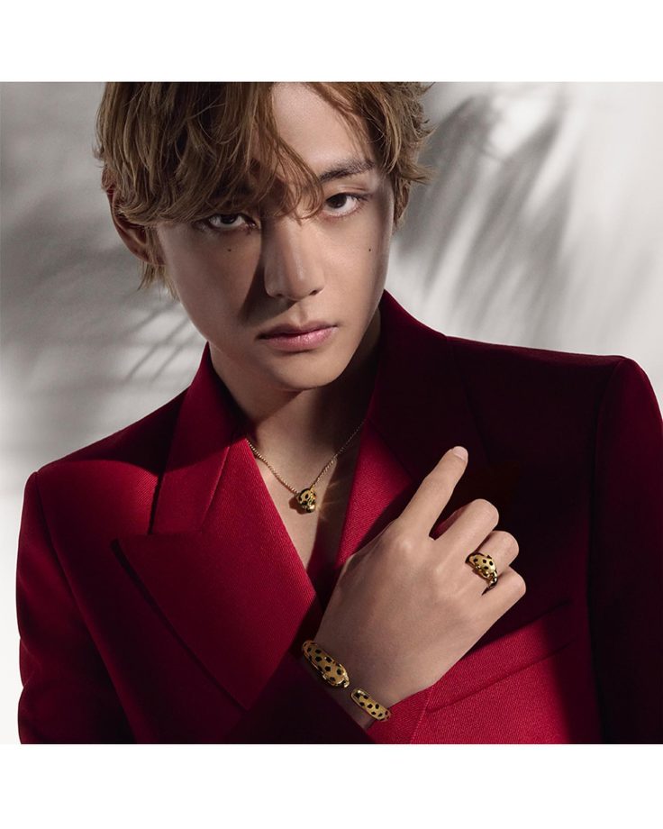 BTS V Looks Swanky In Red Tailored Blazer And Trouser With Gold Accessories [Photos] 854705