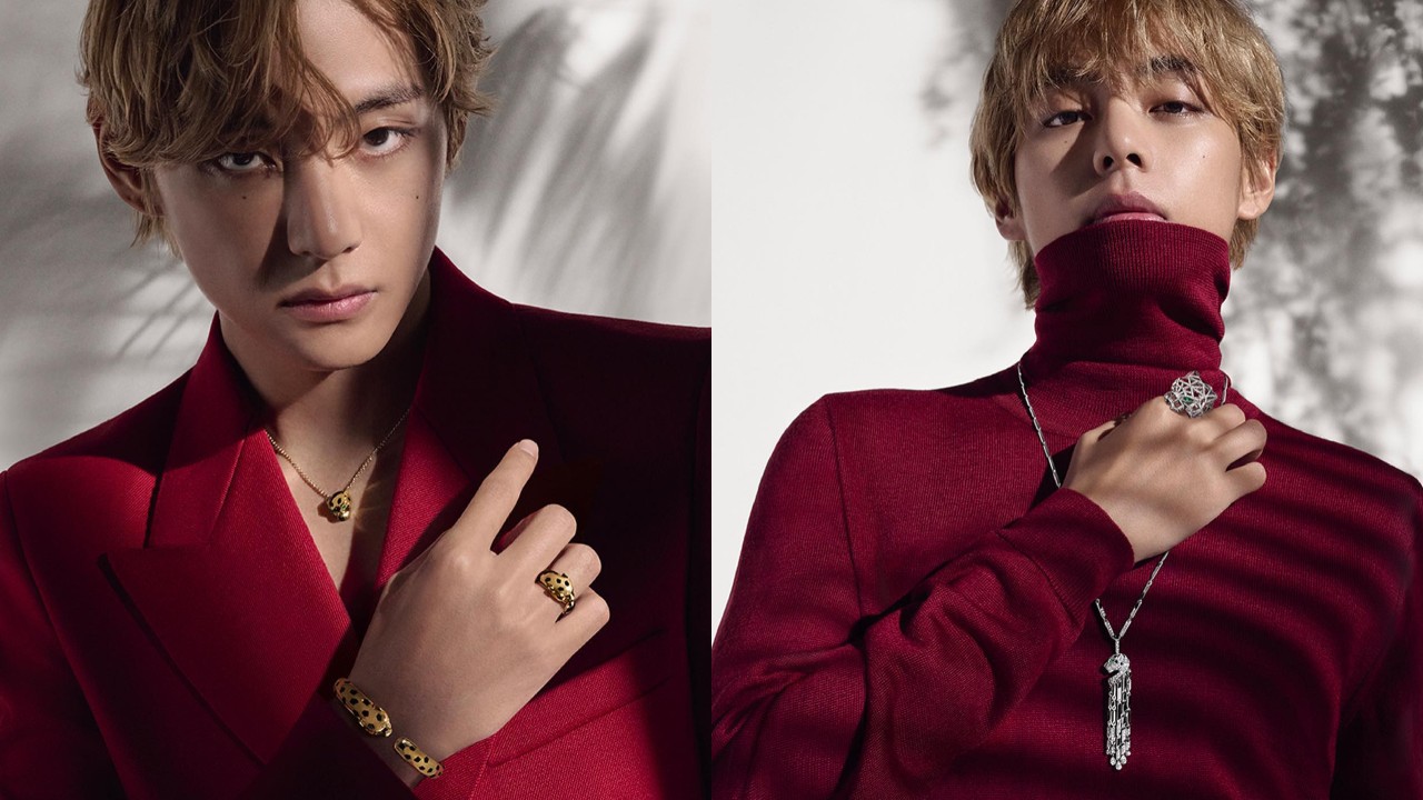 BTS V Looks Swanky In Red Tailored Blazer And Trouser With Gold Accessories [Photos] 854708