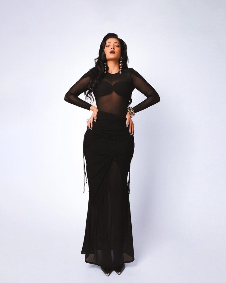 Dark n Divine: Shruti Haasan gives ‘Wednesday’ feels in see-through black gown 850213