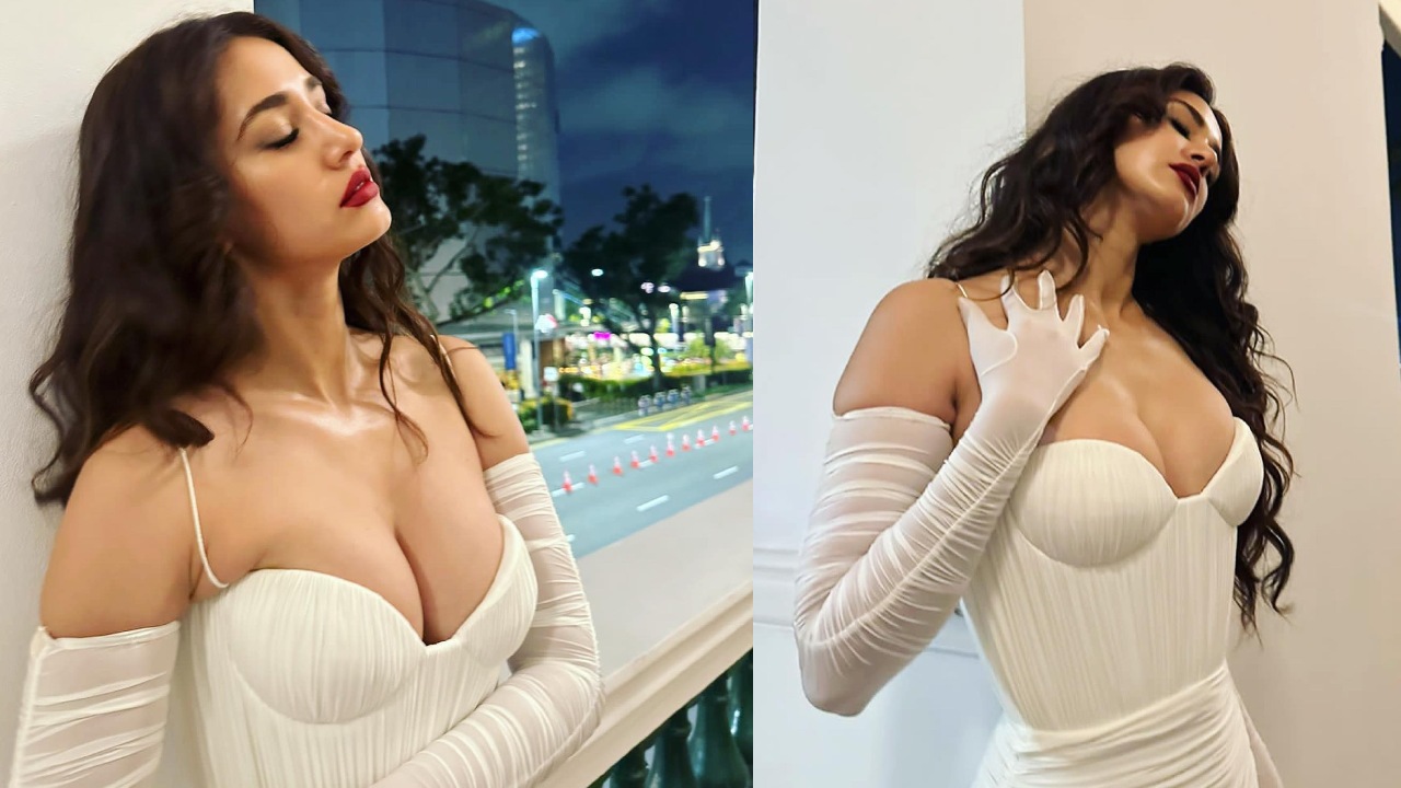 Disha Patani curls Victorian glam in white corset deep neck gown with red lips [Photos] 854612