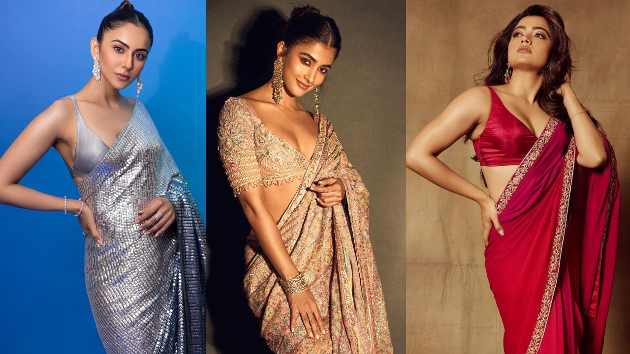 [Festive Picks] Pooja Hegde, Rakul Preet Singh, Rashmika Mandanna: Designer saree and blouse neck designs 855121