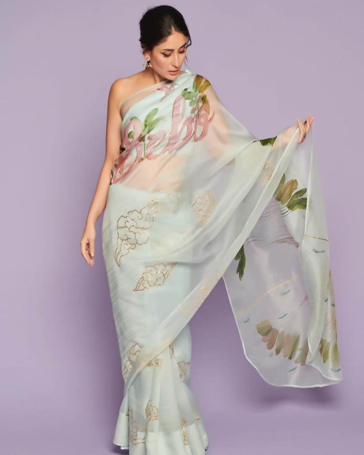 Flowy Organza Sarees & Trendy Blouse Back Designs: Deepika, Janhvi, Kareena's Picks 855163