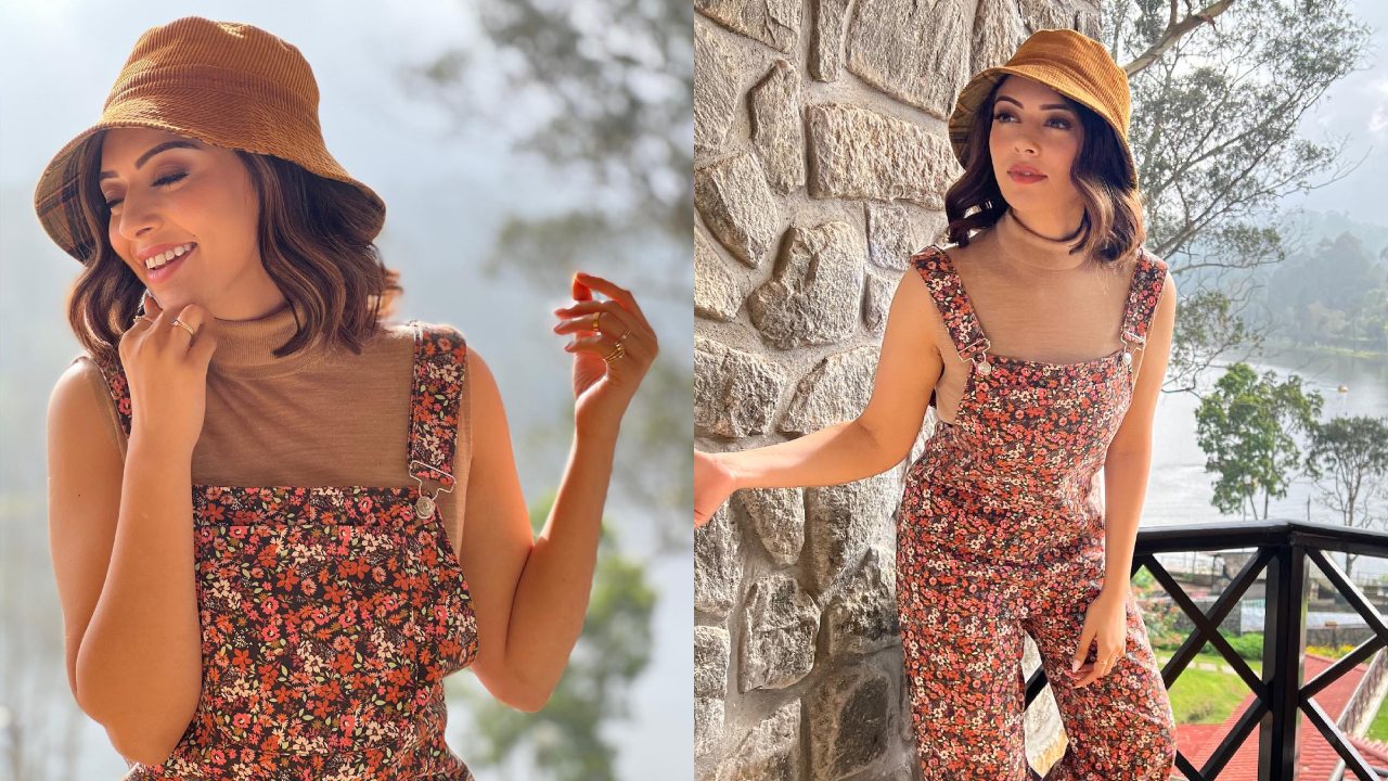 Hansika Motwani’s floral dungaree is perfect for you Autumn blues 852746