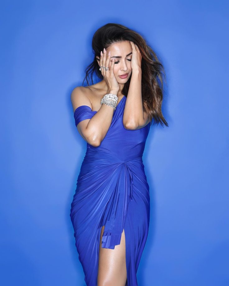 In Photos: Malaika Arora Looks Weekend Party Ready In Electric Blue One-shoulder Thigh-high Slit Dress 851866