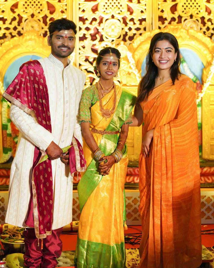 In Pics: Rashmika Mandanna gives traditional flair in embellished golden saree 849052