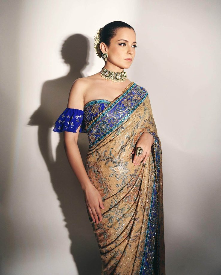 Kangana Ranaut Exudes Galactic Glow Decked In Stones And Sequins Embellished Saree 848575