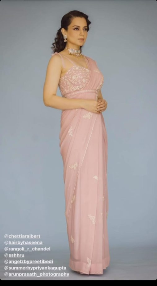 Kangana Ranaut slays In Soft Pink Saree With Bustier Blouse, See Pics 849092