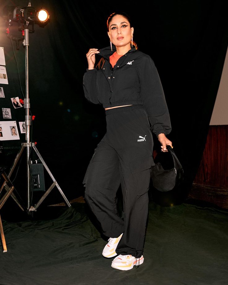 Kareena Kapoor's Tangerine Crop Top, Baggy Trouser, And Sneakers Are Perfect Street Style Code 850073