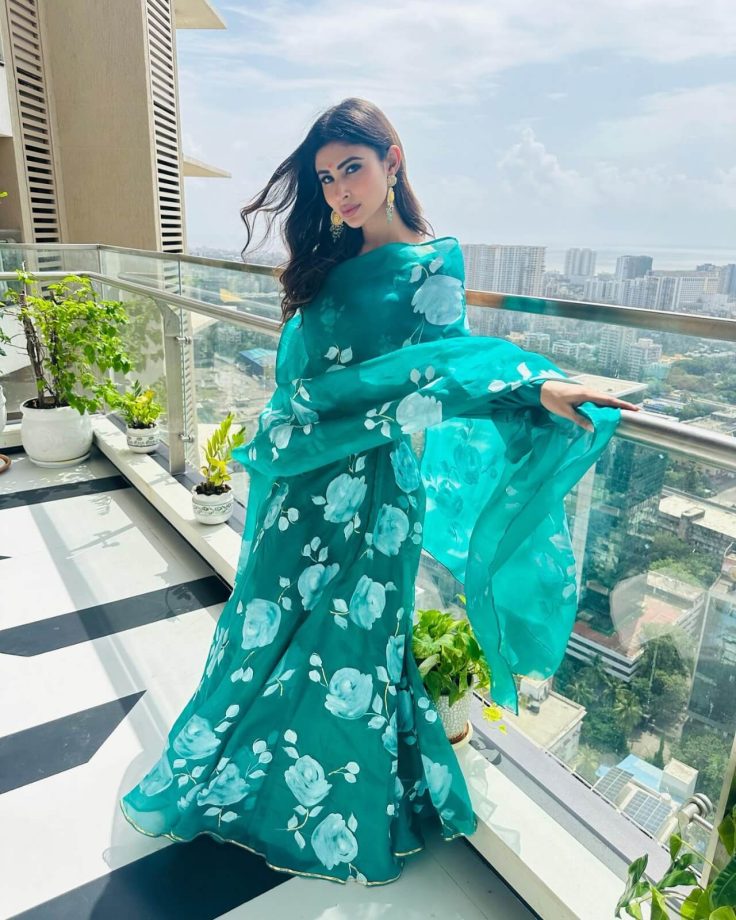 Mouni Roy crafts traditional spin in teal floral ethnic silk gown dress, Disha Patani in love 853879