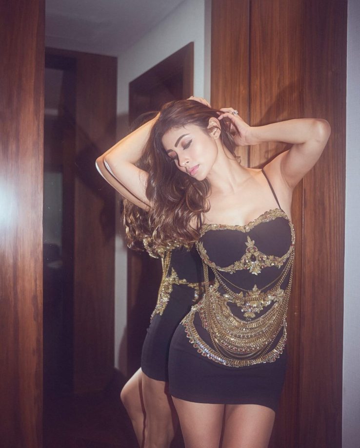 Mouni Roy Ups The Sensuality Bar In Black Gold Embellished Mini Dress, Shamita Shetty Feels Heat 852673