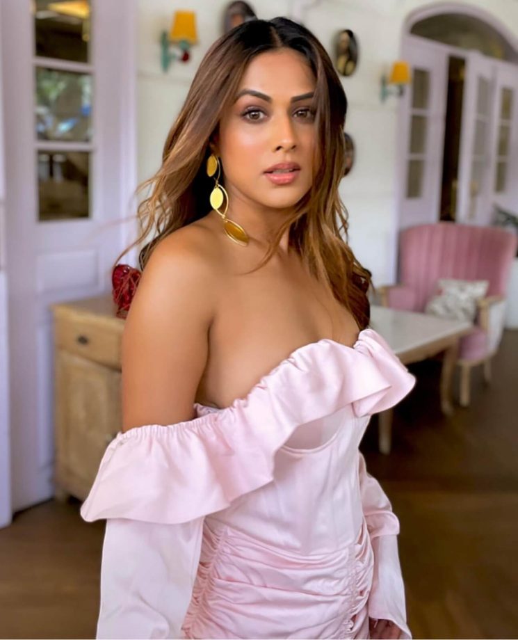 Nia Sharma's Soft Pink Off-shoulder Corset Mini Dress With Frills Is A Perfect Pick For Date Night, See Photos 851628