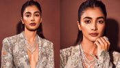 [Photos] Pooja Hedge Radiates Charm In Sparkling Silver Plunge-neckline Blazer And Trouser With Statement Accessories 851328