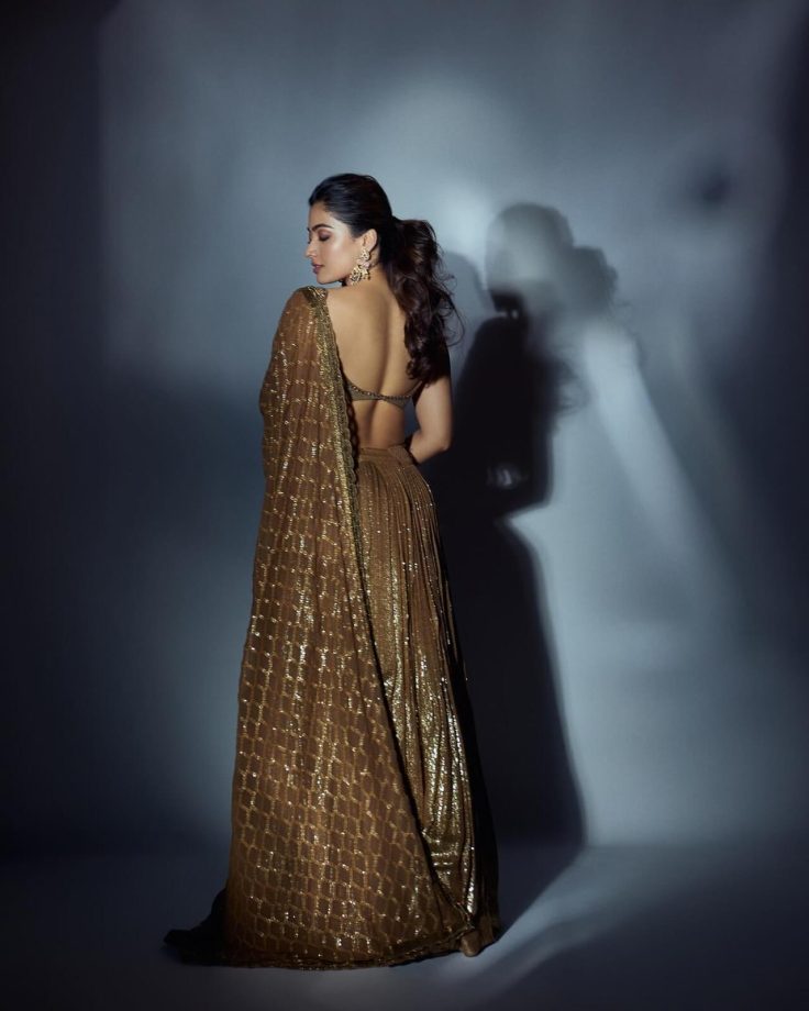Rashmika Mandanna keeps ‘swag’ lehenga poses on edge with deep neck blouse 850014
