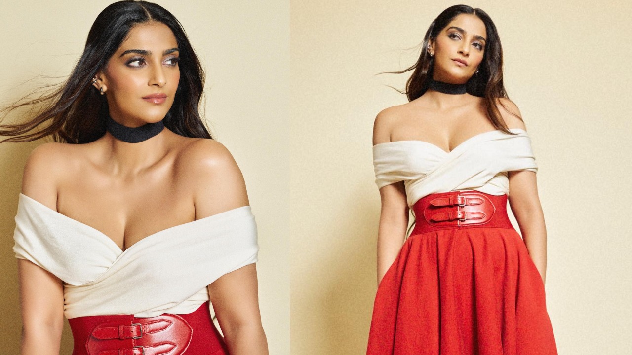 Sonam Kapoor Ups Sensuality Bar In Off-shoulder Wrap Top, Knit Maxi Skirt And Long Boots 850647