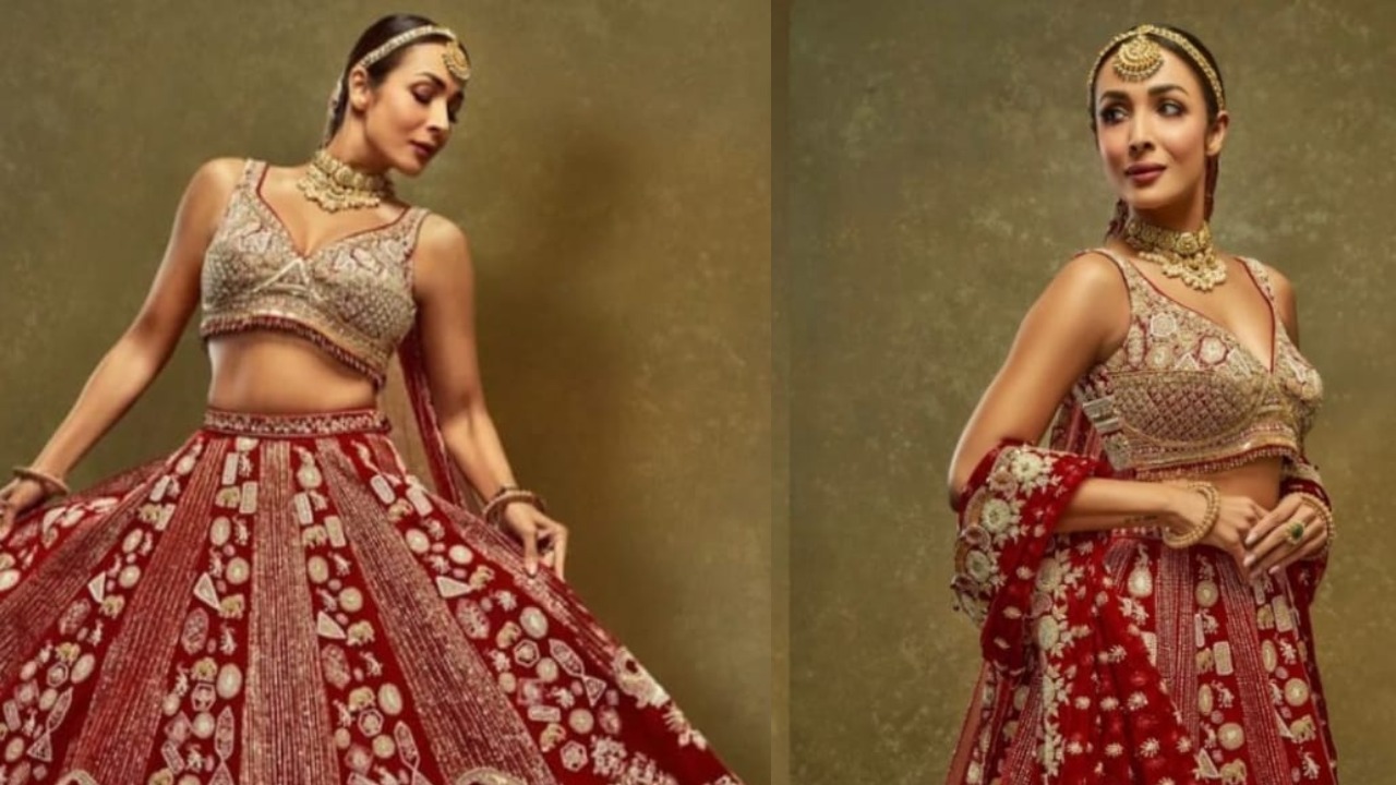 Malaika Arora in intricate heavy embroidered red bridal lehenga is a sight to behold, check out photos 860445