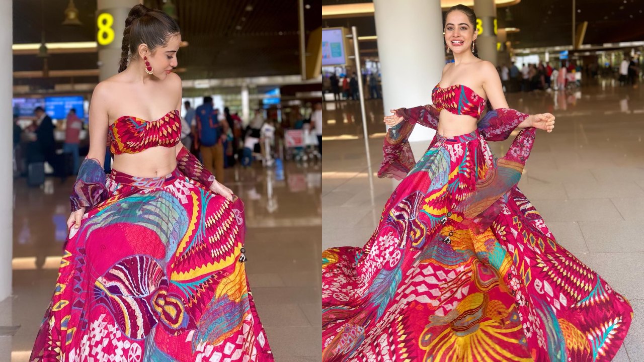 Airport fashion: Urfi Javed twirls in vibrant and multicolored traditional dress 863015