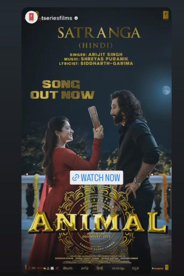 'Animal' song 'Satranga' brings drama to life with Ranbir Kapoor and Rashmika Mandanna 864789