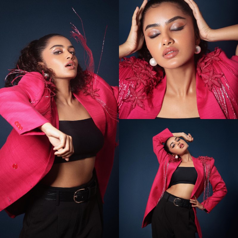 Anupama Parameswaran channels inner barbie in hot pink blazer and black co ord set [Photos] 862596
