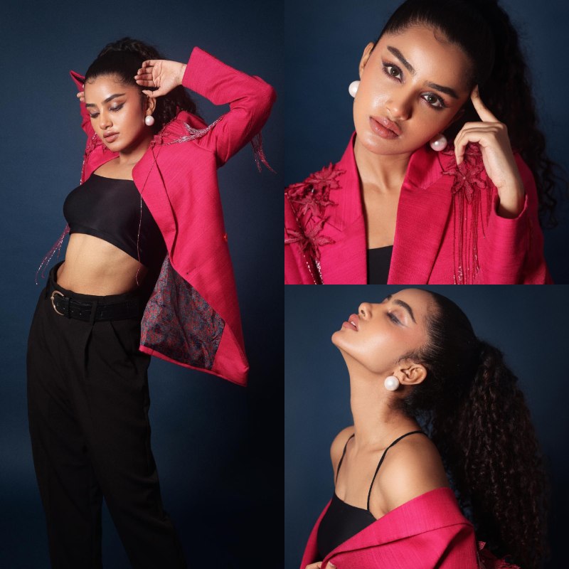 Anupama Parameswaran channels inner barbie in hot pink blazer and black co ord set [Photos] 862597