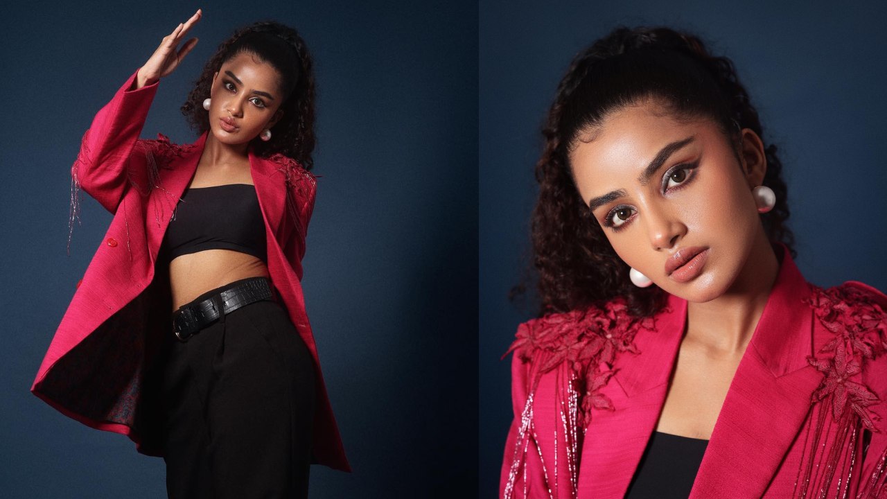 Anupama Parameswaran channels inner barbie in hot pink blazer and black co ord set [Photos] 862598