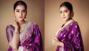 Anupama Parameswaran Create Magic In Purple Saree, Gold Necklace Set, And Gajra Bun 864514