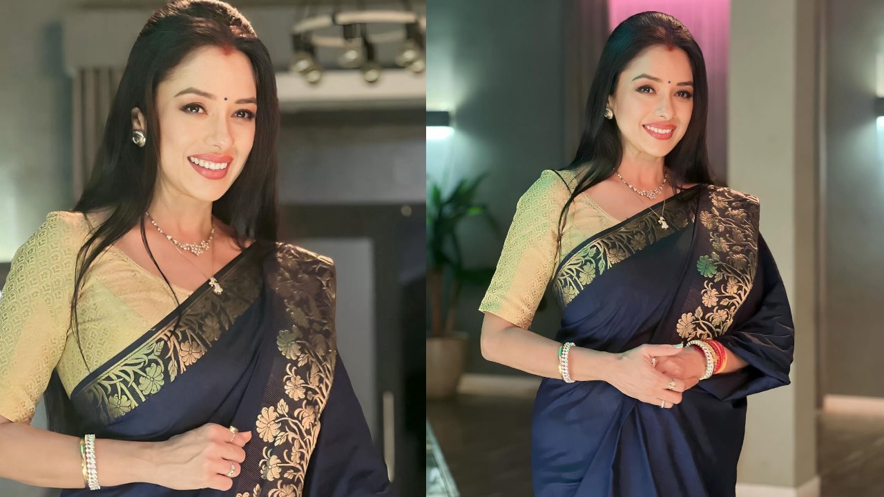 Anupamaa Actress Rupali Ganguly Looks Classic In Blue Saree With Gold Blouse, See Photos 862723