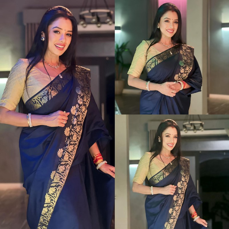 Anupamaa Actress Rupali Ganguly Looks Classic In Blue Saree With Gold Blouse, See Photos 862722