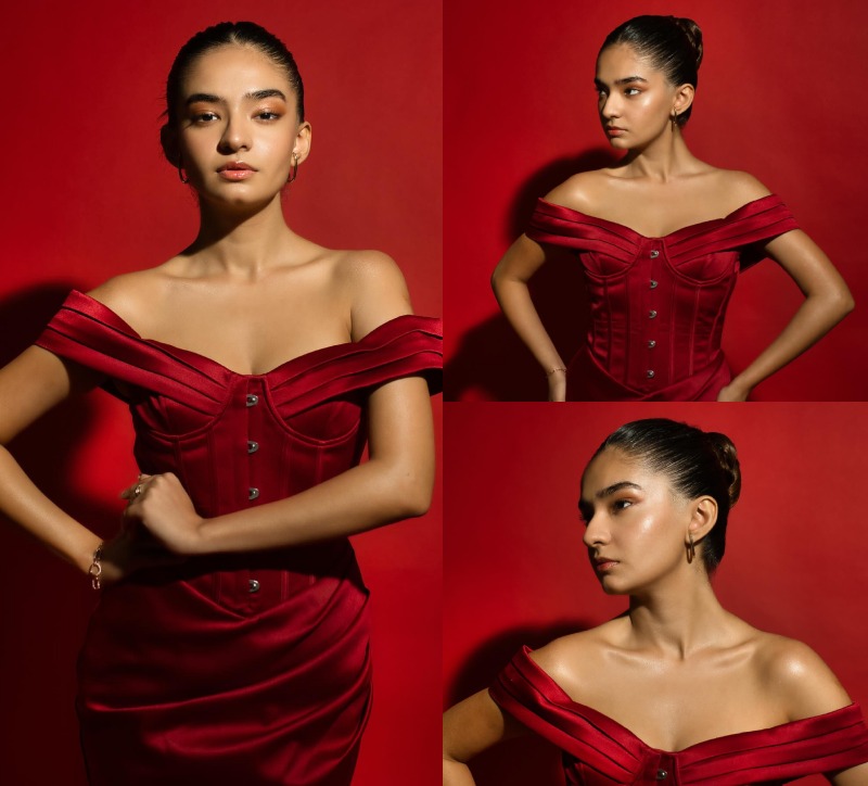 Anushka Sen Looks Fiery Hot In Red Off-shoulder Corset Dress, See Photos 865045