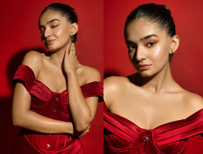 Anushka Sen Looks Fiery Hot In Red Off-shoulder Corset Dress, See Photos 865044